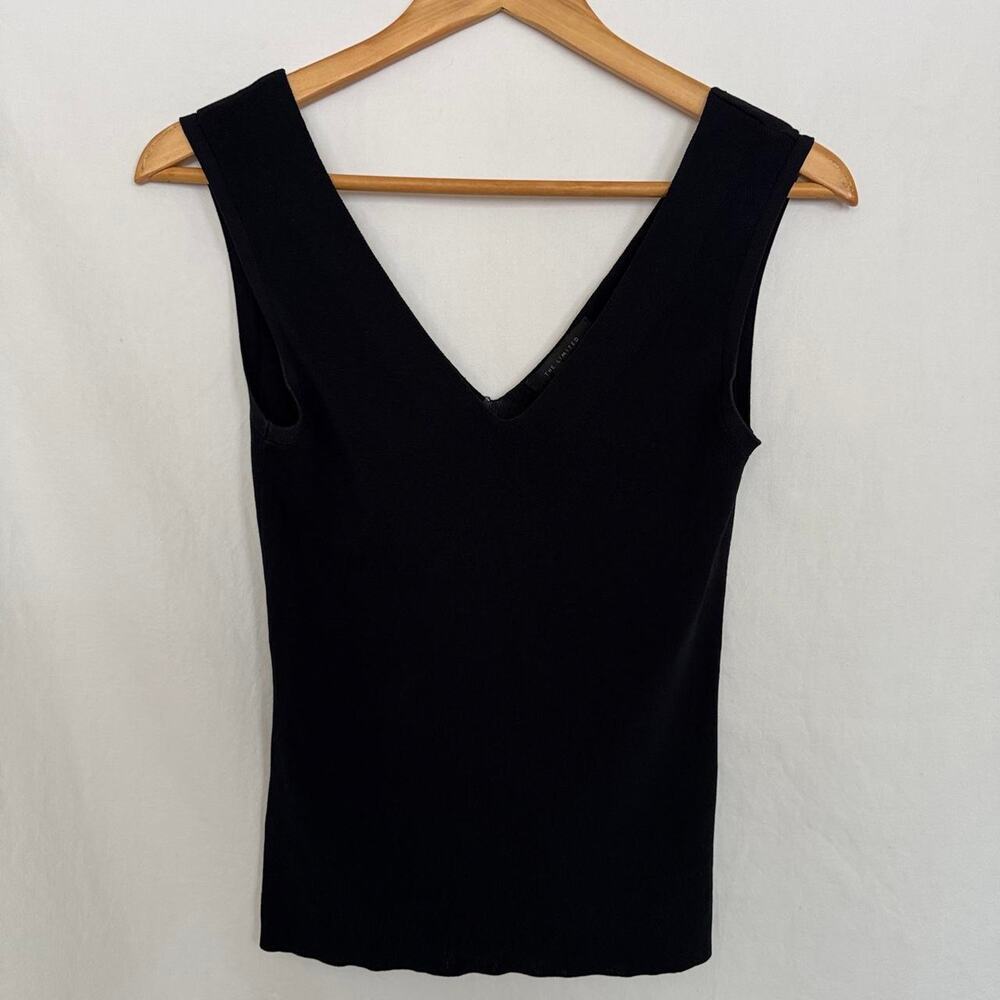The Limited Black Fitted Knit Tank Top Deep V-neck Small